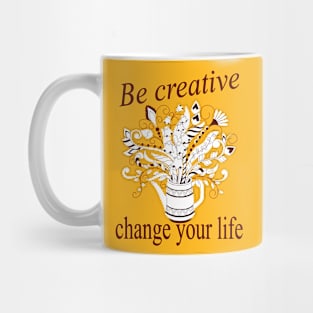 Change your life with doodle flowers in teapot Mug